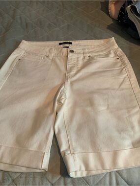 White House Black Market White Cropped Denim Bermuda Shorts